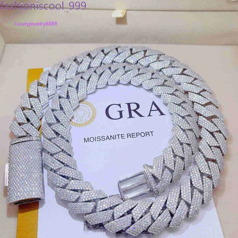 Testeur de diamants Iced Out Pass, collier en argent Sterling Vvs Moissanite, chaîne à maillons cubains