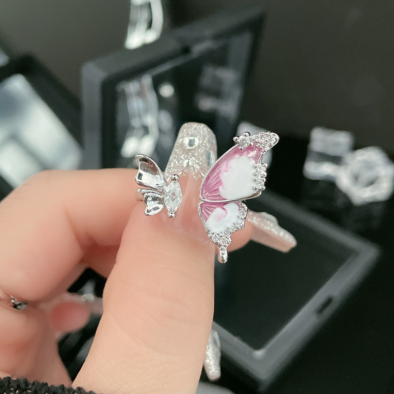 French new sweet and cool butterfly drop glaze opening for women's Instagram Cool style light luxury high-end_voghion.com