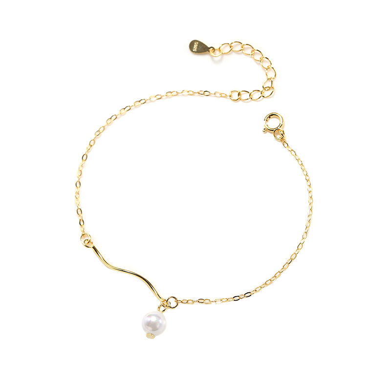 Special price Wanying Jewelry Wave Pearl Bracelet S Pure Silver Korean Edition Personalized Creative Accessories_voghion.com