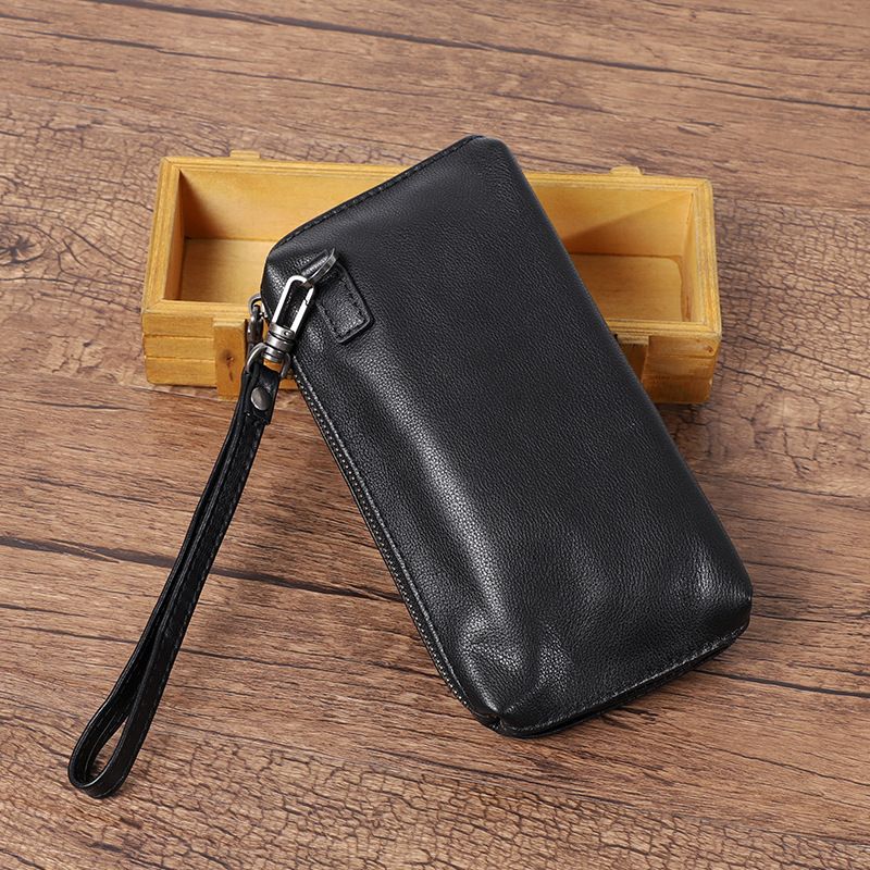 2024 neue Handtasche Weiche Herren Echtleder Lange Reißverschluss Geldbörse Karte Handytasche_voghion.com