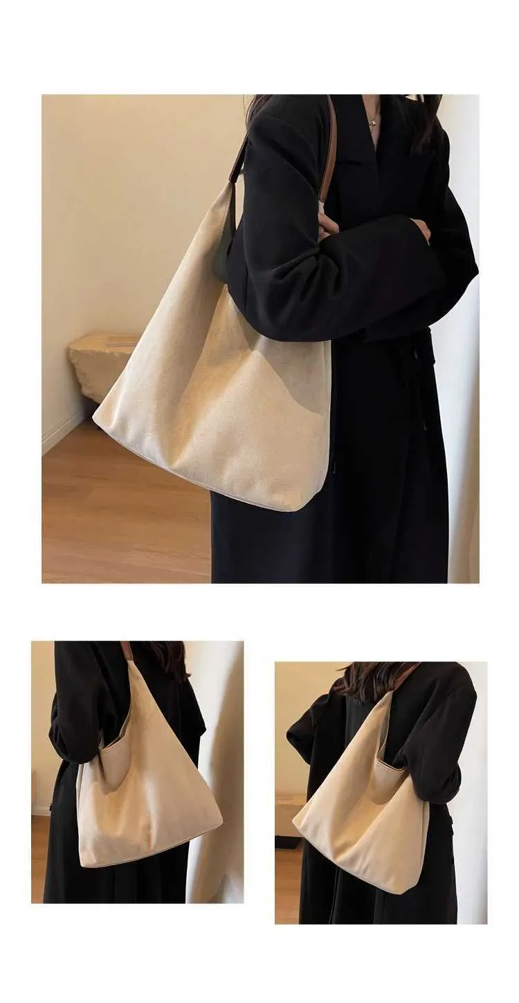Ladies Shoulder Bags Suede handle Bag High-end Feel Niche Design Casual s Large Capacity Vintage Commute_voghion.com