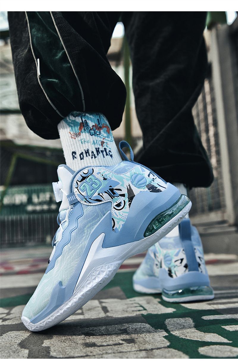 Neue High-Top-Basketballschuhe Herren aus Mesh-Gewebe, atmungsaktive Sportschuhe, rutschfeste Drehknopfschuhe für_voghion.com