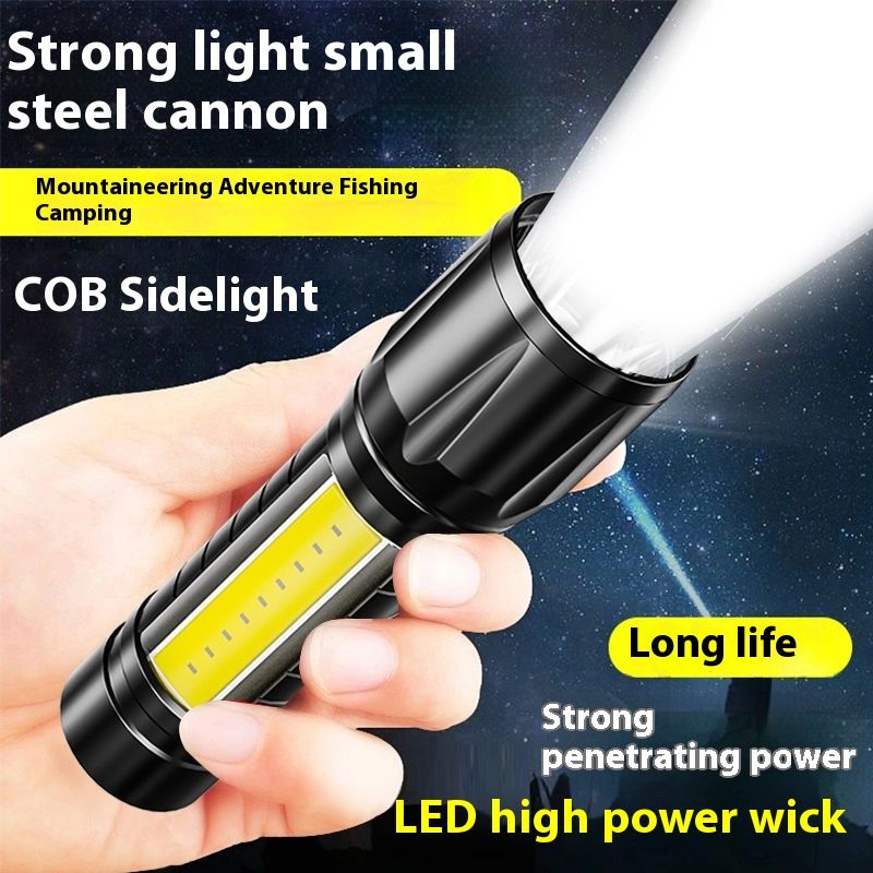 Lanterna, carregamento USB forte, luz de emergência doméstica brilhante para ambientes externos, longo alcance, à prova d'água, mini, estudante_voghion.com