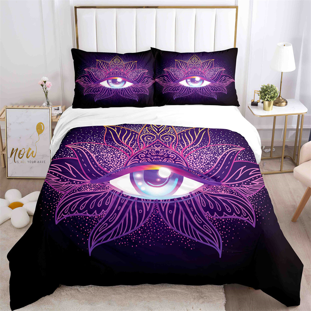 Produzione di set di biancheria da letto di alta qualità in quattro pezzi con letto singolo viola_voghion.com