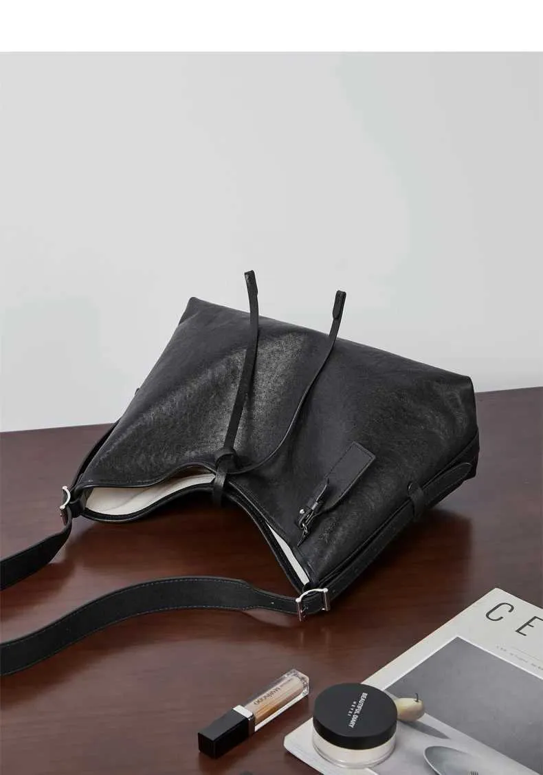 Toptrends Vintage Echtes Leder Große Unterarm Schulter Taschen Für Frauen 2024 Designer Einfache Weibliche Tote Hobo Damen_voghion.com