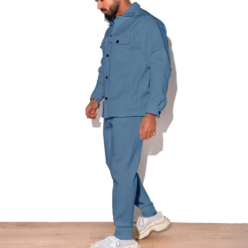 2024 Große Mode Trendy Herren Herbst Knopf Wildleder Casual Jacke Hose 2 Stück Set_voghion.com