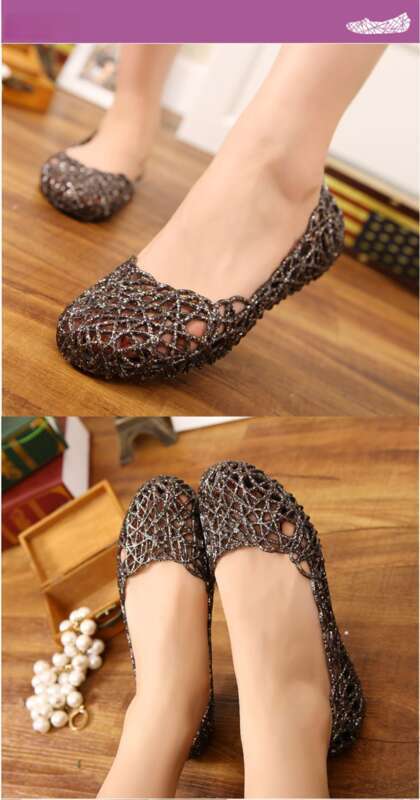 Baotou Sandals Summer Crystal Hollow Dance Flat Soft Bottom Hole Jelly Women's Shoes_voghion.com