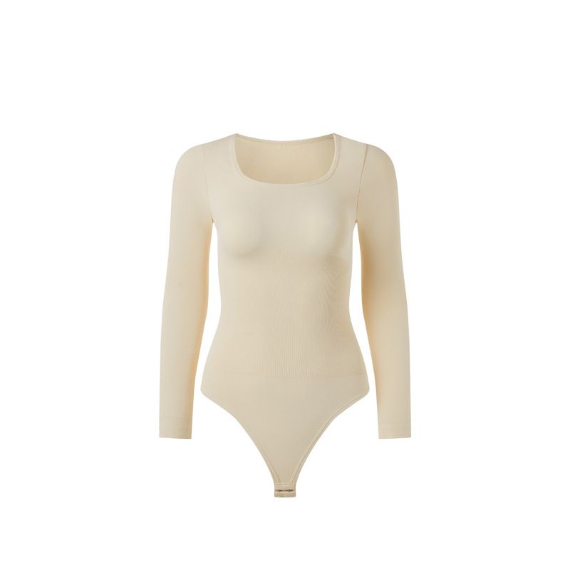Seamless Long Sleeve Onesie Shapewear High Elastic Base Belly Lift Hip Blouse Sexy Women's Dress_voghion.com