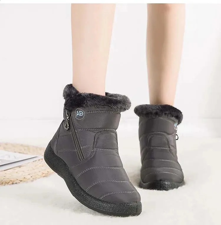 Wasserdichte Damen Schneestiefel Mit Fellfutter Und Reißverschluss_voghion.com