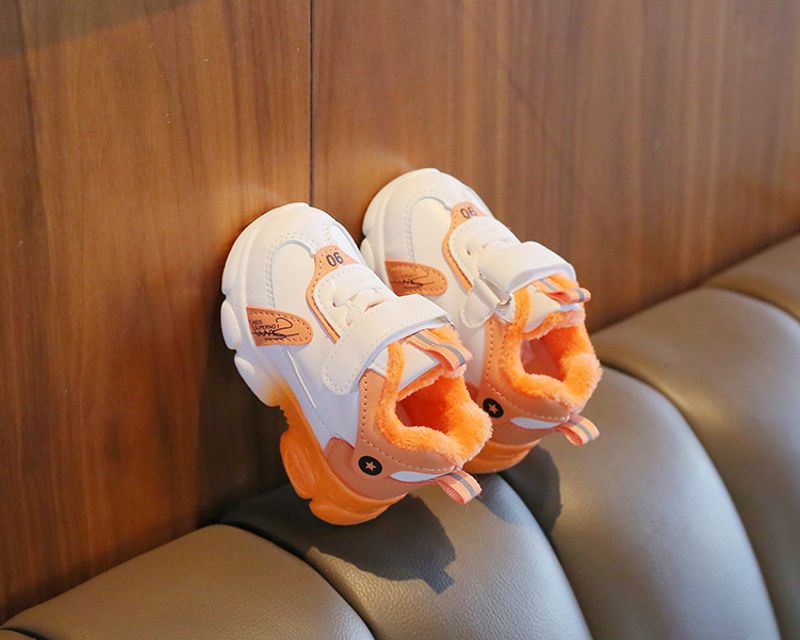 Ausverkauf Kinder Baumwolle 2024 Winter Jungen und Mädchen Sneaker Fleece-ed Warm Kleinkind Baby Weiß Schuhe_voghion.com