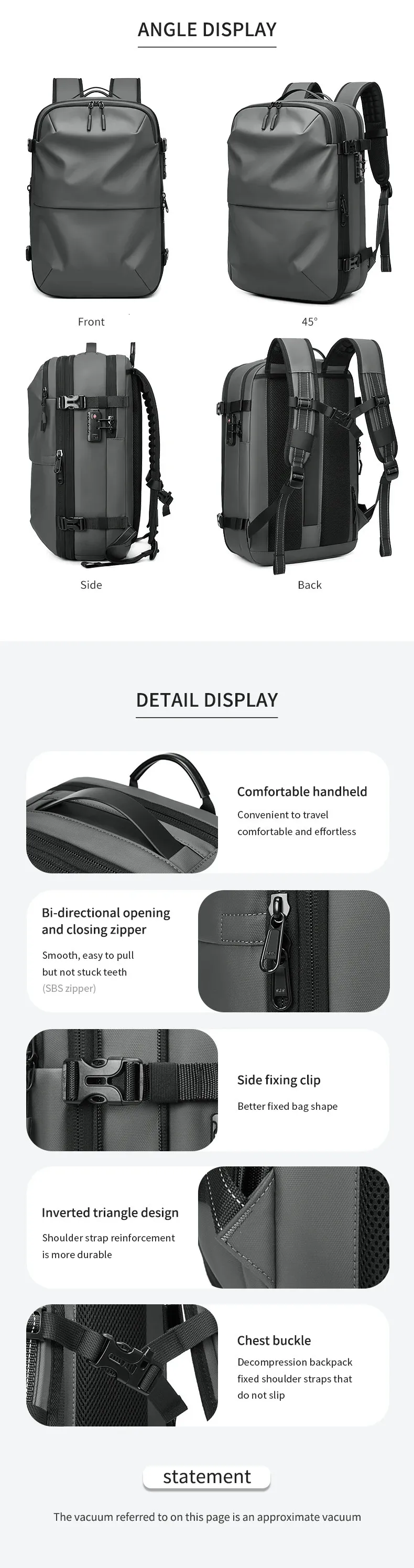 Men Travel vacuum compression 17 inch Laptop Business Large Capacity school Backpack Expanded Hiking backpack 241115_voghion.com