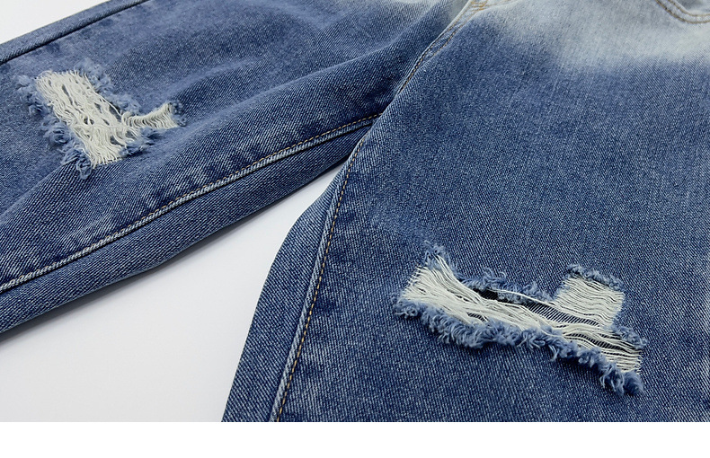 Jeans déchirés pour mères et enfants, pantalons à jambes larges et droites progressives, pour garçons et filles, tendance de la mode_voghion.com