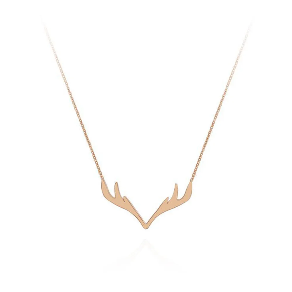 Pendant Necklaces Simple Christmas Deer Antlers Nimble Lucky Love Heart Mother's Day Animal Necklace Woman Girl Wedding_voghion.com