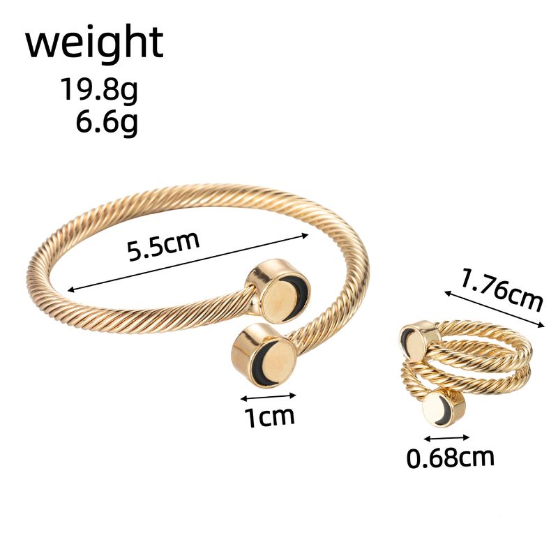 Umweltfreundliche Legierung Mode Vielseitige Persönlichkeit Gold Fried Dough Twists Offenes Armband Ring Zweiteiliges Set Von_voghion.com