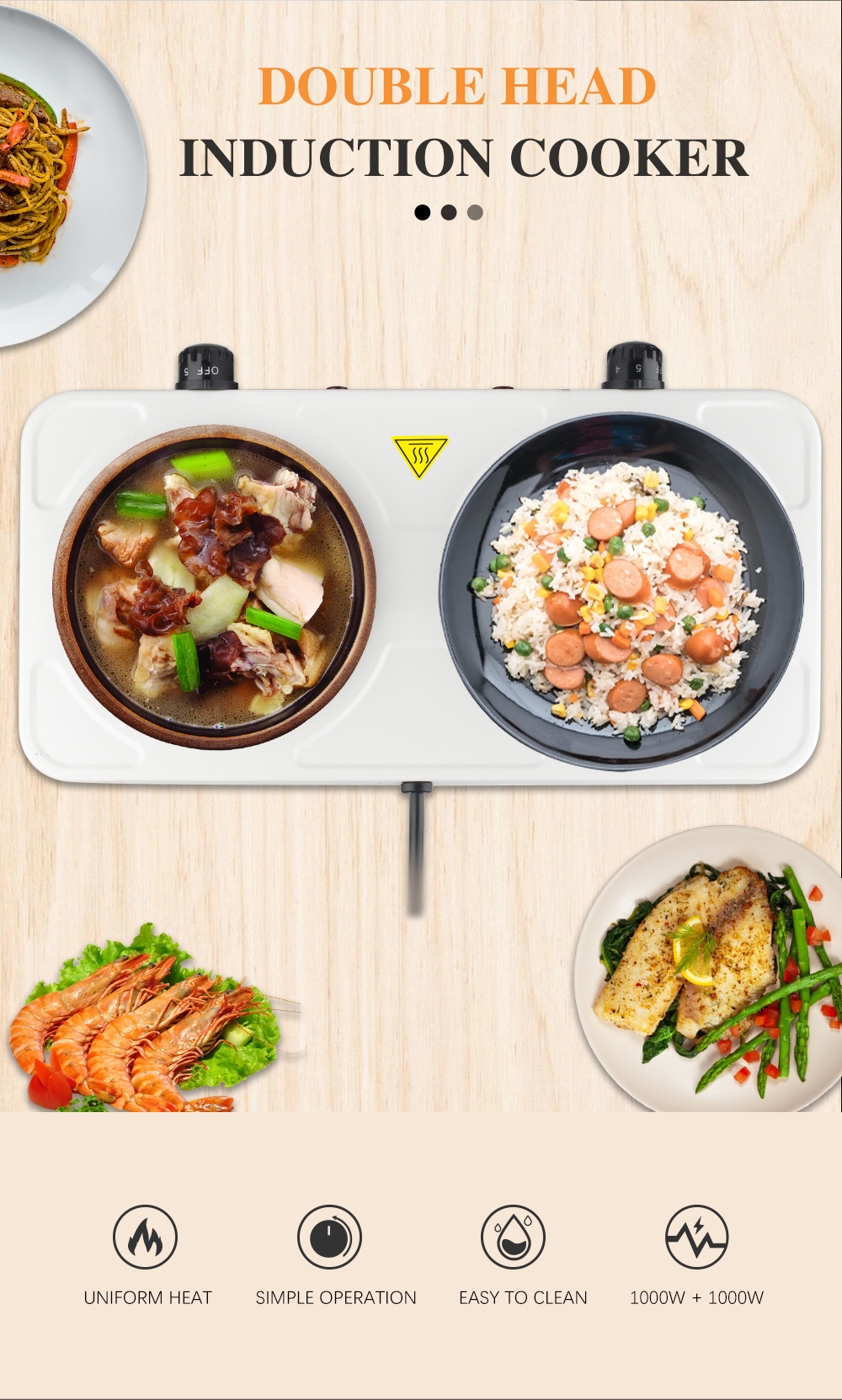 Double-Head Electric Ceramic Stove, Small Household Appliance, Multifunctional Cooking And Coffee Heater, Home Electric Stove._voghion.com