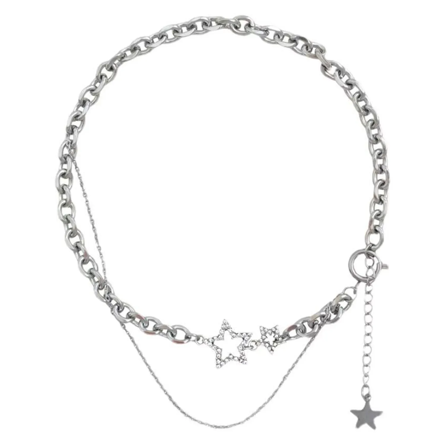Collane con ciondolo Stella lucida Collana girocollo con nappa a strati Gioielli per donna 2024 Moda Pentagramma Catena color argento_voghion.com