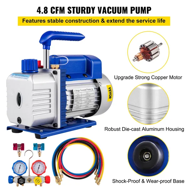 Ac Vacuum Pump And Manifold Gauge Set For Hvac Maintenance_voghion.com