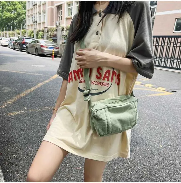 Weibliche 90er Jahre Y2K Canvas Textil Mini Square Umhängetasche für Telefon 2024 stilvolle kleine Größe Stoff Tasche Seite SG Beutel_voghion.com