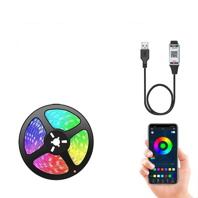 Bluetoothi ​​rakenduse juht LED-riba valgus RGB SMD 5050 5V USB-lint, painduv valgusriba teleri taustvalgustuse ruumi kaunistamiseks_voghion.com