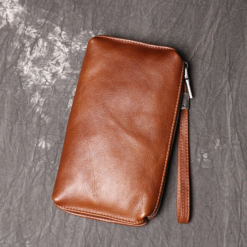 Hochwertige neue Herrenhandtasche Leder, lange Geldbörse weichem Leder für Damen, modische Handytasche aus Rindsleder,_voghion.com