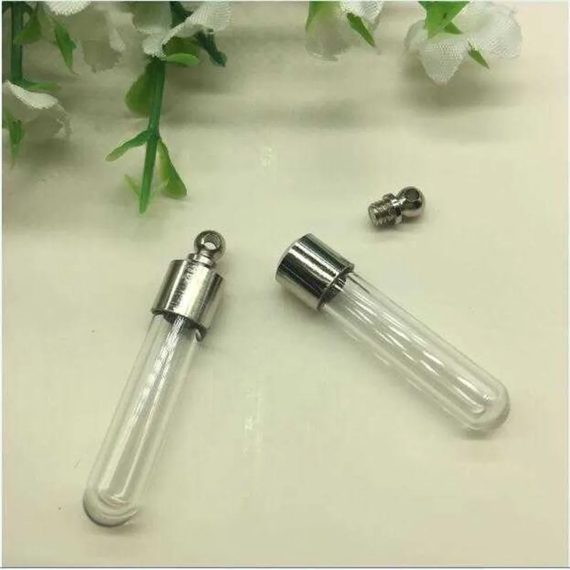 Lot de 50 tubes à vis 35 x 6 mm, pendentif en verre, cristal, médaillon de parfum, flacon de riz, bouchon à vis, breloque, bouteille de remplissage, G0927_voghion.com