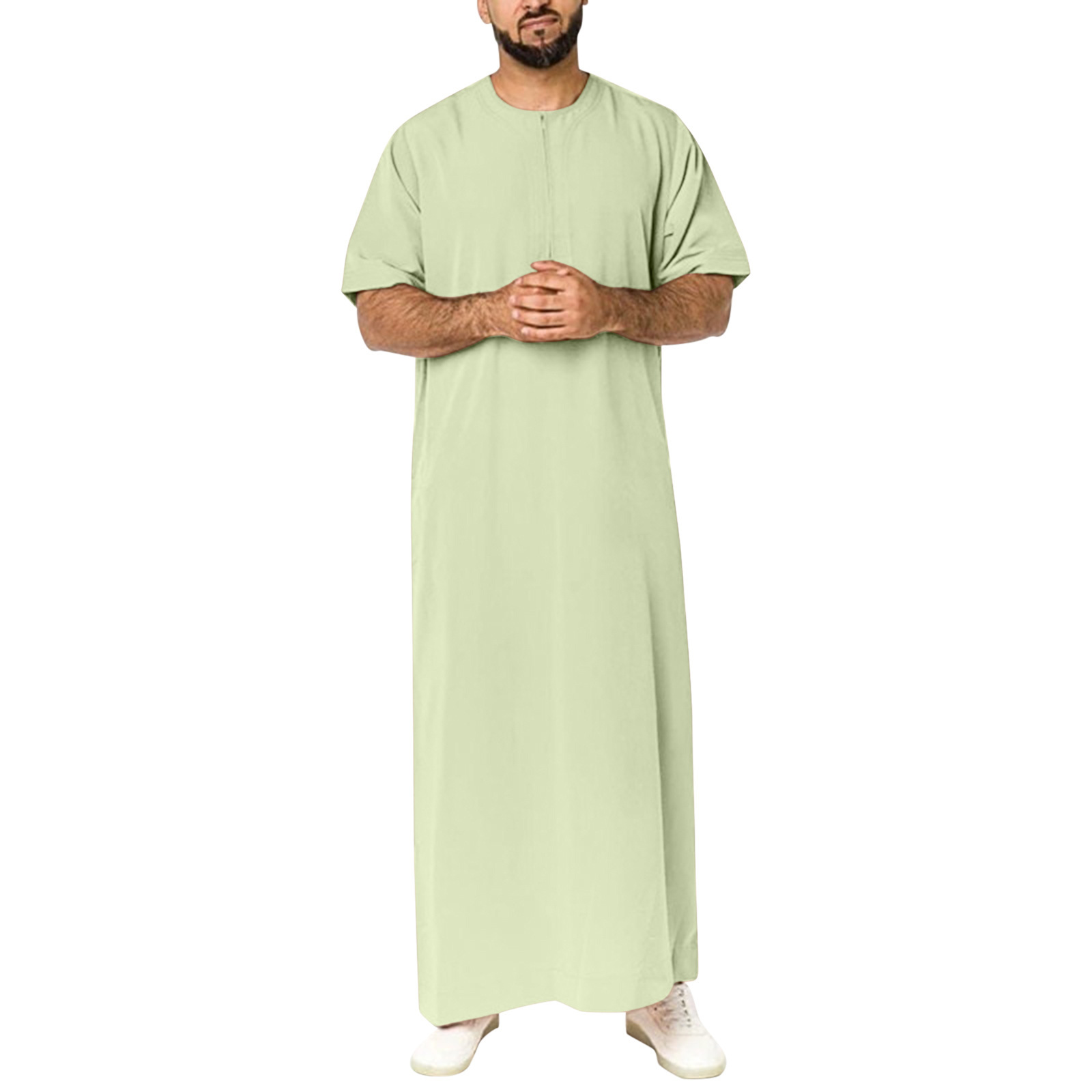 2024 New Muslim Middle East Arab Dubai Malaysia Men's Shirt Zipper Muslim Robe_voghion.com