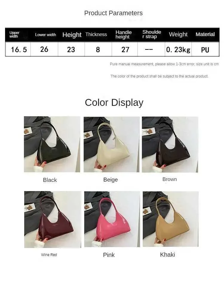 Trendy Designer Solid Schëllertaschen fir Fraen Handtaschen a Portemonnaien 2024 Nei Moud Lackleder Ënneraarm Damen_voghion.com