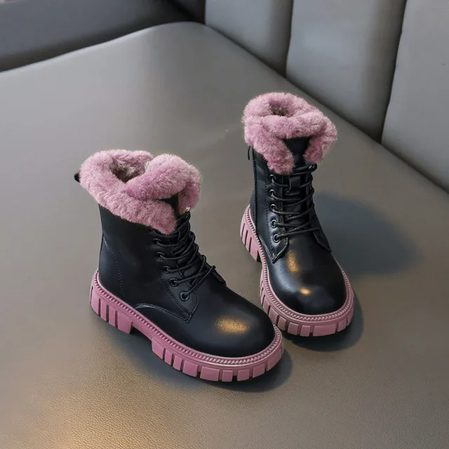 6-18y Koreaanse stijl winter voor dikke warme nepbont sneeuw zachte zool antislip mode laarzen meisjes_voghion.com