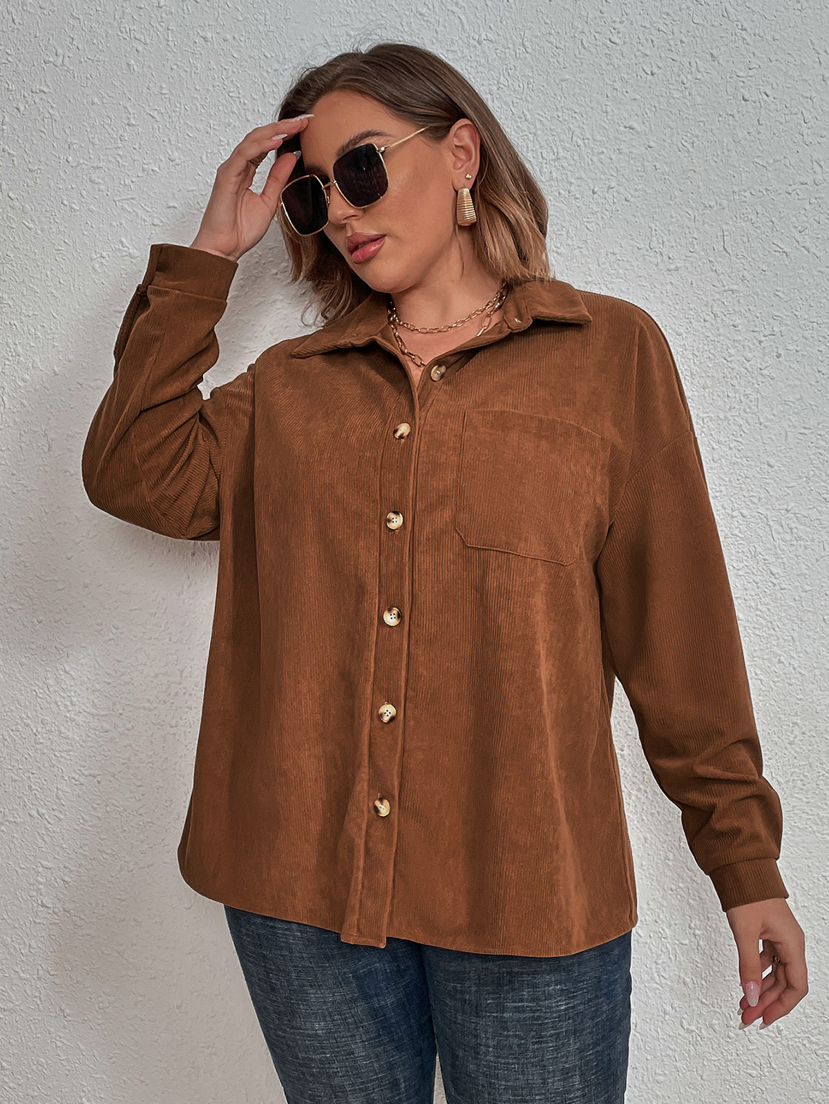 Women's large size women's clothing long-sleeved shirt for women_voghion.com