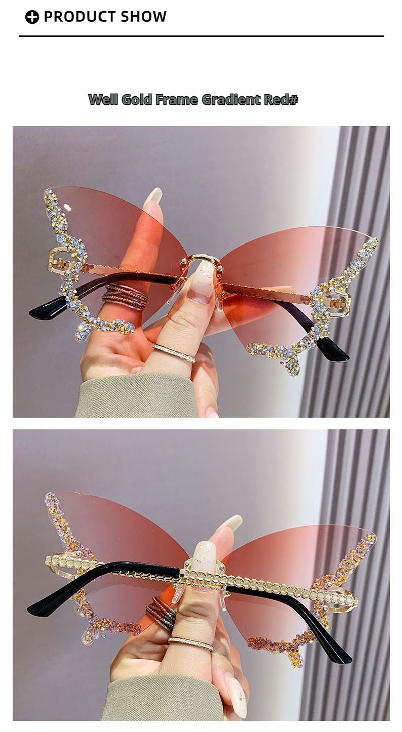 2024 Internet celebrity frame with diamond inlaid butterfly glasses for women's high-end sunglasses, UV resistant_voghion.com