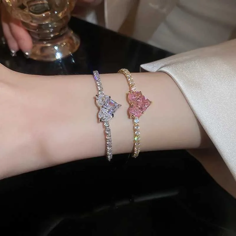 Bracciale con strass e cristallo rosa placcato oro per donna_voghion.com