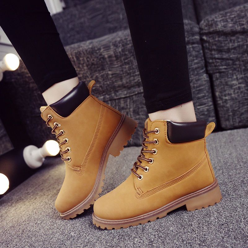 Herbst winter Britischen Martin männer und frauen plus größe anti slip große gelbe high top student paar kurze stiefel_voghion.com