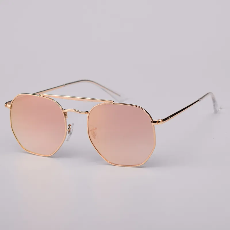 Occhiali da sole quadrati con montatura in metallo da uomo e da donna, lenti in vero vetro, occhiali da sole alla moda con custodia in pelle e tutto_voghion.com