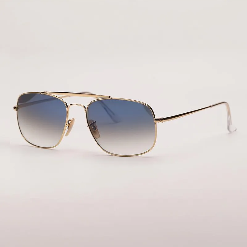Klassische Eckige Metallsonnenbrille Mit Doppelsteg Unisex_voghion.com