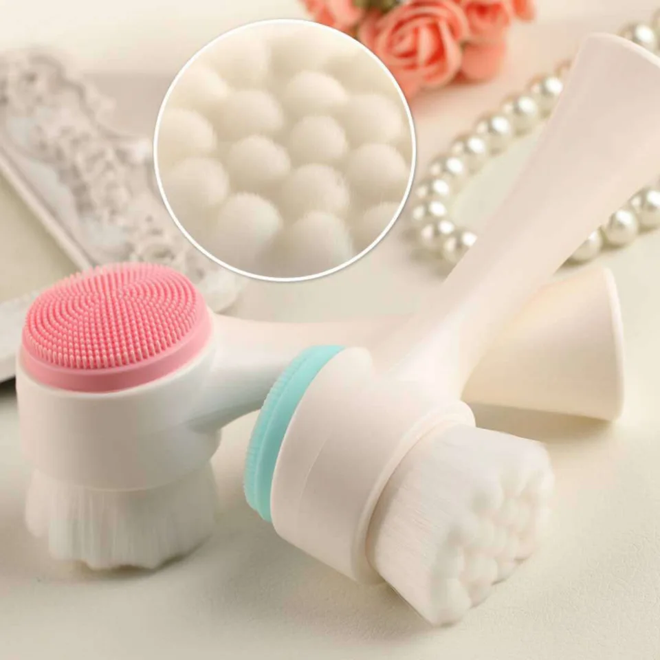Facial Cleansing Brush Double Sided Exfoliating Face Scrubber_voghion.com