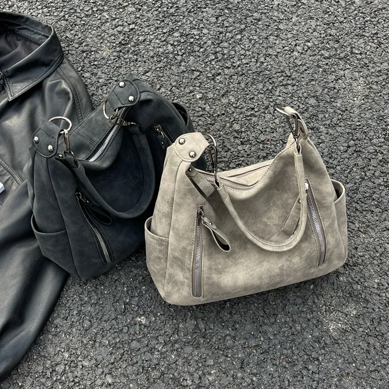 Borsa a tracolla singola da donna con tracolla obliqua di design Borse di grande capacità Hobo retrò in pelle PU opaca_voghion.com