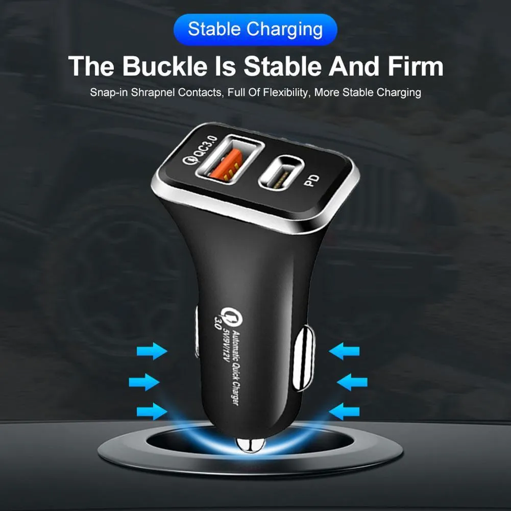 Quick Charge 3.0 PD Mobile Phone 2 Port USB Fast For IPhone 7 8 X XS Tablet Car Charger_voghion.com