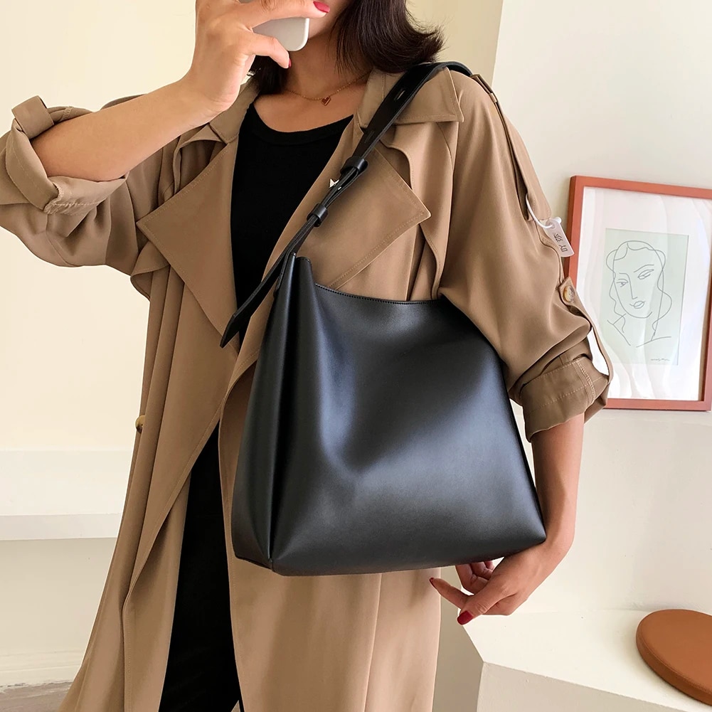 Modna skórzana torba shopper dla kobiet 2023 Tend Female Prosta duża torba na ramię o dużej pojemności Torebki i portfele_voghion.com