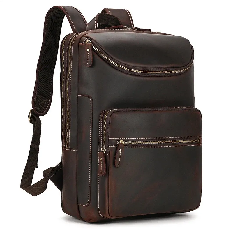 Mochila para portátil de 14" y 15,9" de piel auténtica para hombre, de piel de Caballo Loco, 240902_voghion.com