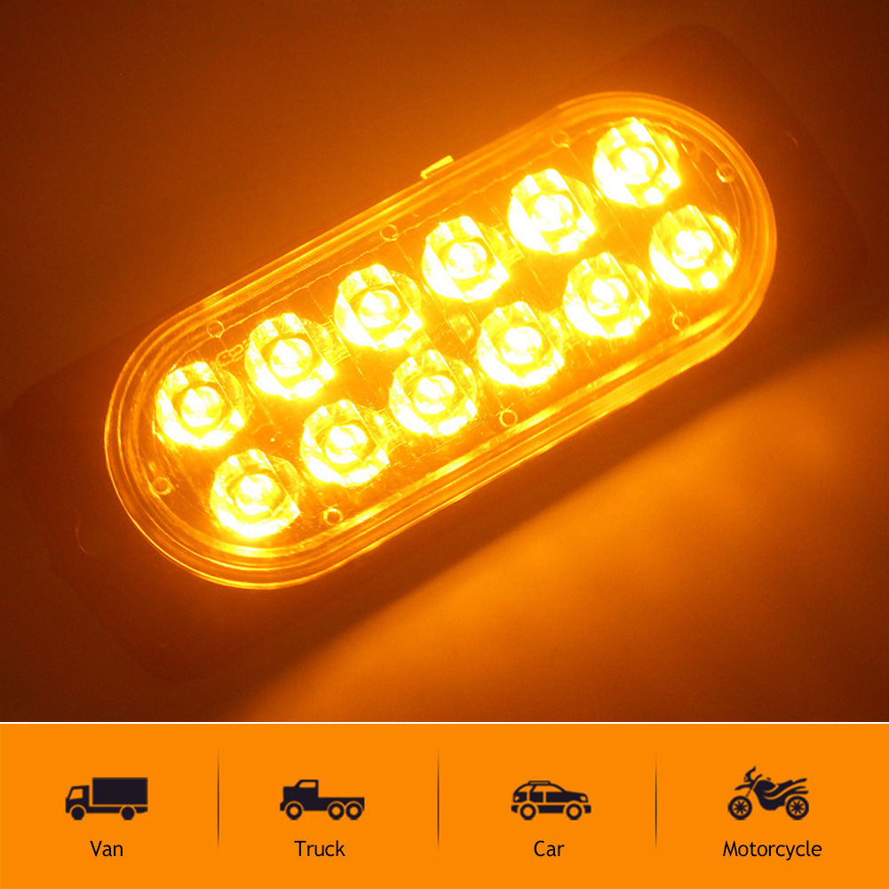 2 pezzi di luce di avvertimento a LED, lampada di emergenza a griglia economica, barra luminosa, lampada di segnalazione per auto, luce di traffico ambrata, 12 V, 24 V, illuminazione per auto_voghion.com
