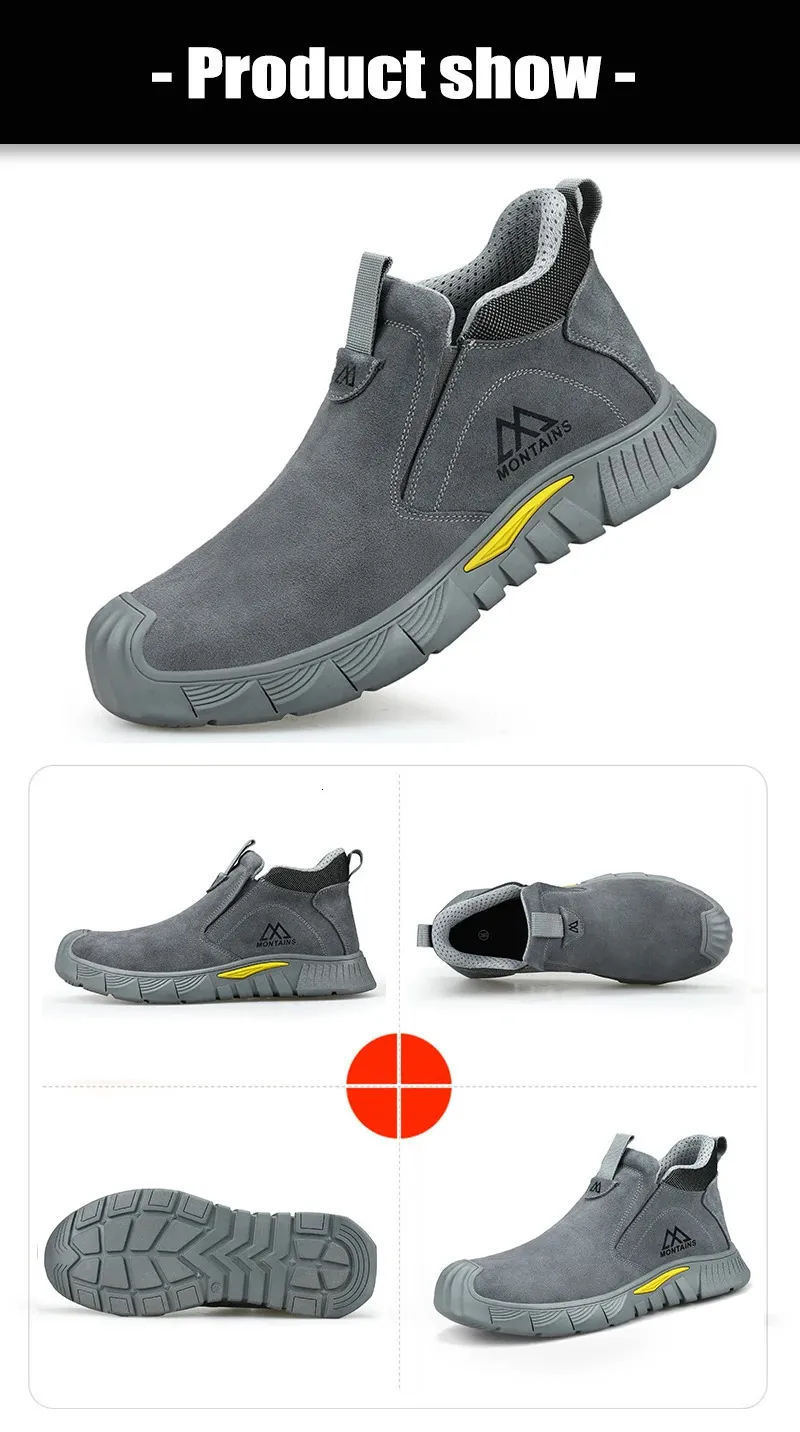 Chaussures de sécurité pour hommes avec perforations et semelles en acier renforcées, légères et antidérapantes, bottes pour hommes 250402_voghion.com