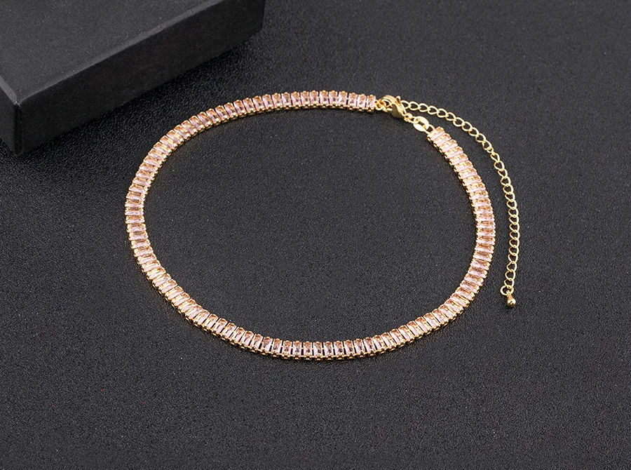 Cubic Zirconia Collar Necklace Bohemian Style Adjustable Chain_voghion.com