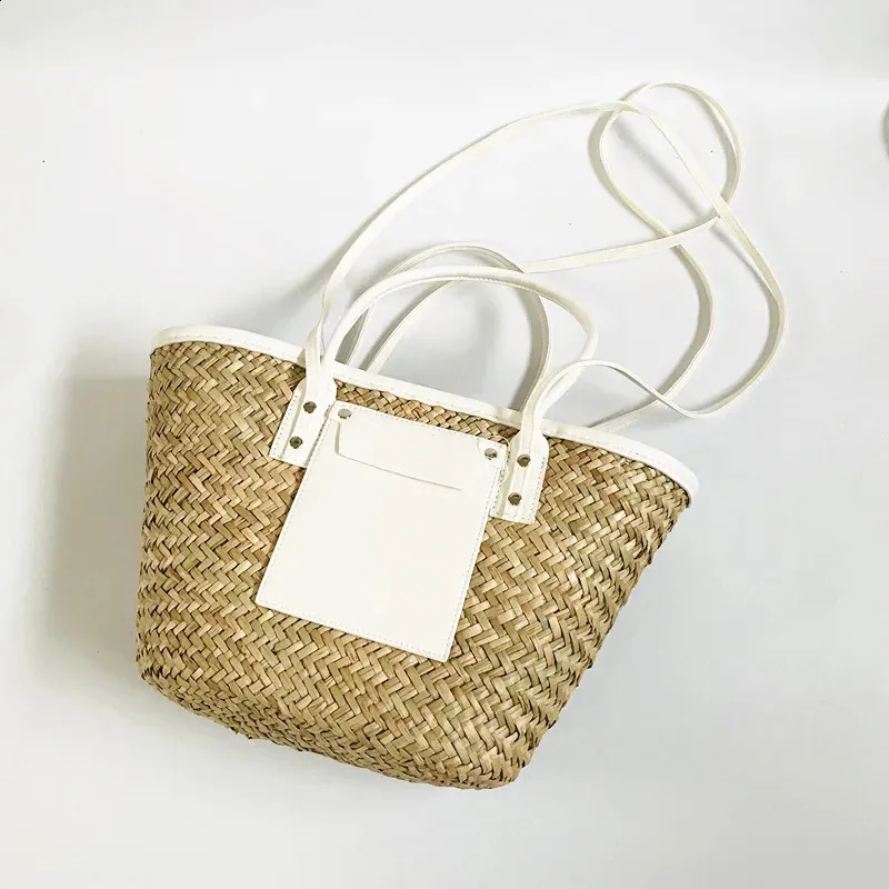 Casual Rattan Basket Bag Wicker Woven Women Handbags Handmade Summer Beach Straw Shoulder Crossbody Bags Big Tote Purse_voghion.com