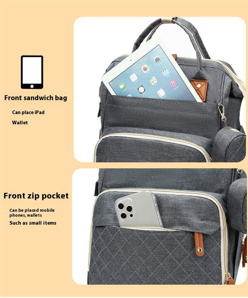 Neue tragbare Wickeltasche für Mutter und Baby mit großem Fassungsvermögen, kann als Umhängetasche bedruckt werden_voghion.com