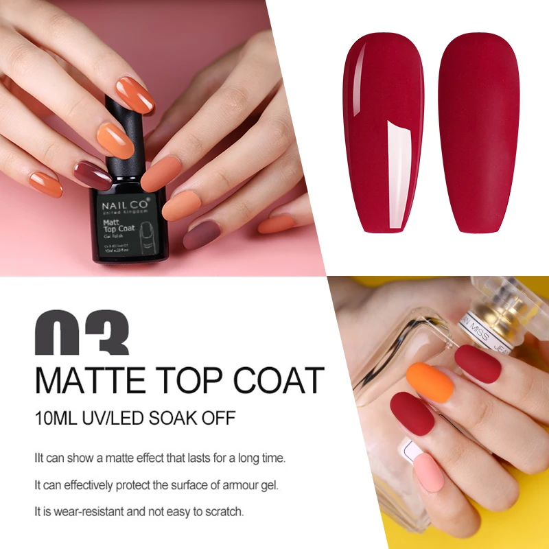 NAILCO 10ml Matte Top Coat Gel Vernis à Ongles Vernis Transparent Soak Off MattTop Reinforce Gel Primer Base Nail Art Manucure Mat_voghion.com