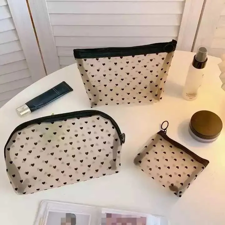 Nouveau petit sac de rangement de toilette de voyage portable en maille transparente noire pour cosmétiques Y241023_voghion.com
