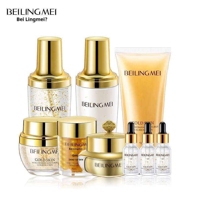 Set cosmético hidratante para el cuidado facial y contorno de ojos dorado_voghion.com