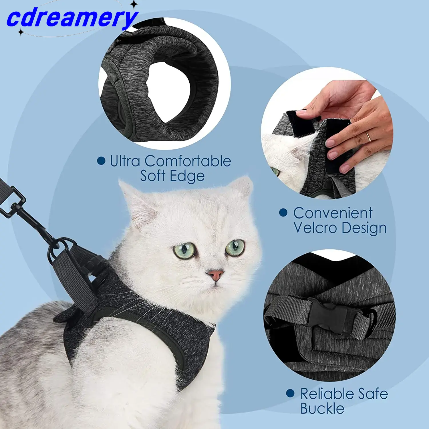 Cat Harnesses And Belts, Soft Vest Harnesses For Walking Escape Proof, Breathable Reflective Strip Jackets For Cat Accessories_voghion.com