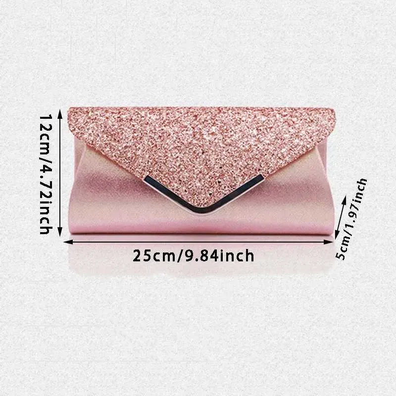 Elegant Women's Clutch Evening Bag With Chain Shoulder Strap_voghion.com