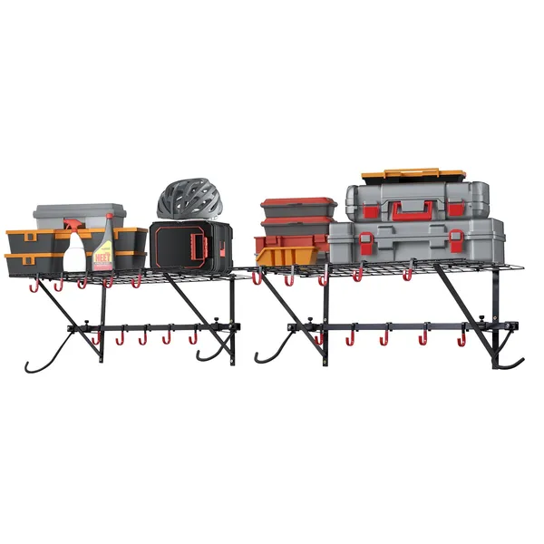 VEVOR Bike Storage Rack Wall Mount Garage Bike Holder &amp; 2 Shelves For 4 Bicycles_voghion.com